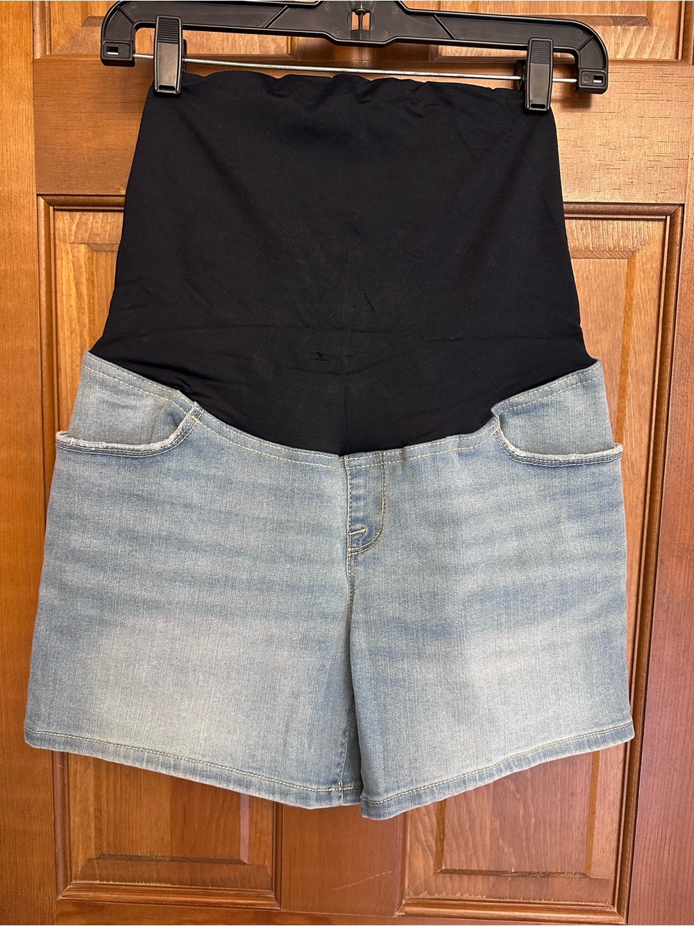Isabel Maternity Denim Shorts with Black Stretch Waistband Size 8